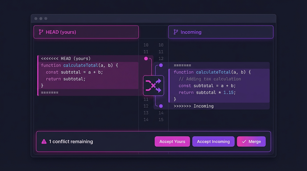 Learn Git merge conflicts with an interactive conflict workflow