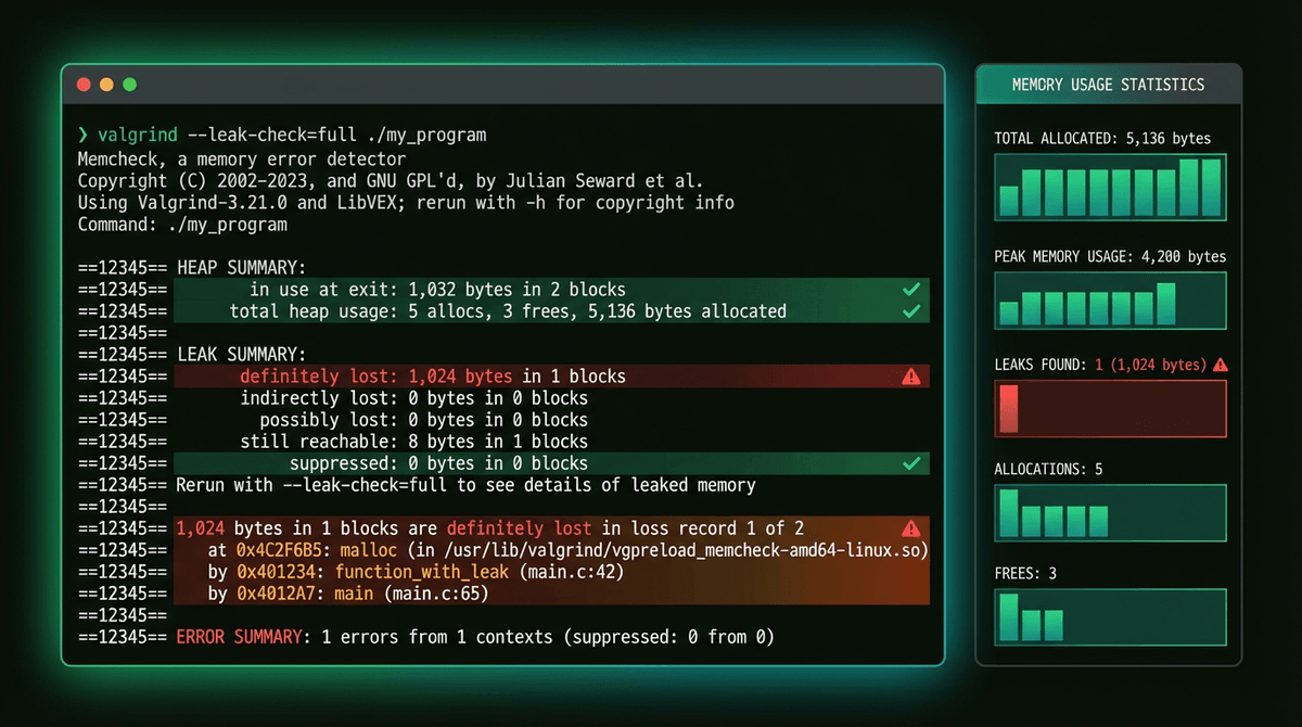Learn Valgrind memory leak debugging step by step